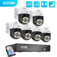 ZOSI 8MP/5MP PTZ PoE Security Camera System Auto Tracking 8 Ports 16CH 4K NVR 2-Way Audio CCTV Video Surveillance IP Camera Kit