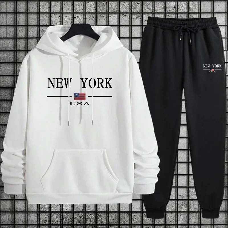 

Mens Tracksuit Casual Letter Print Sweatshirts Streetwear Autumn Winter Sports Jogging Mens Clothing Single Piece Hoodies Pants