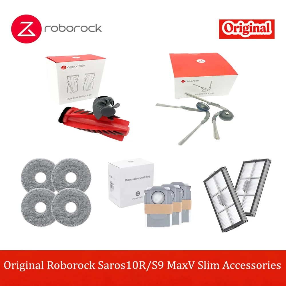 

Original Roborock Saros10R S9 MaxV Slim Accessories Main/Side Brush Mop Cloth Dust Bag Filter G20s Ultra Vacuum Cleaner Parts