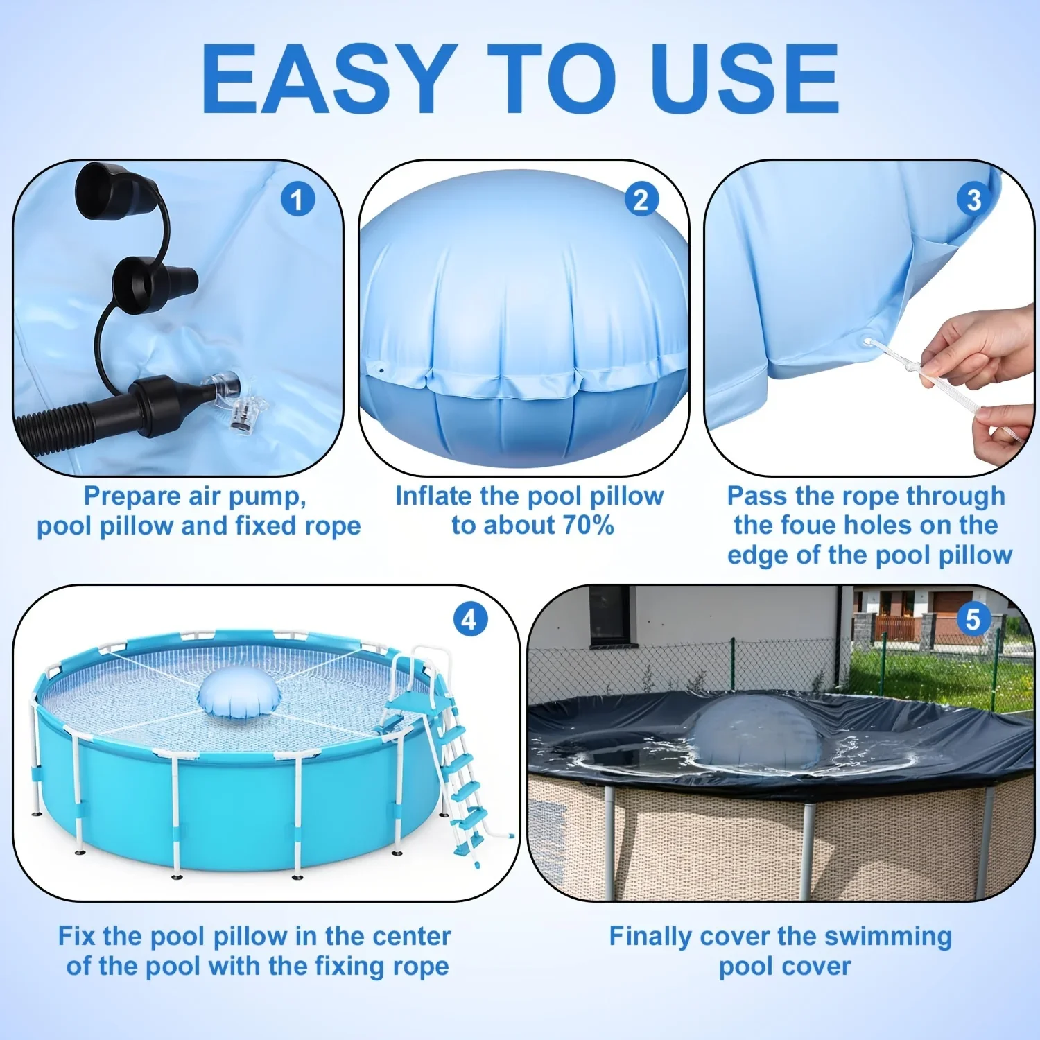 Poolkissen für Aufstellpools, Winter-Poolabdeckungskissen mit Seil 3m*2 – Detail 4