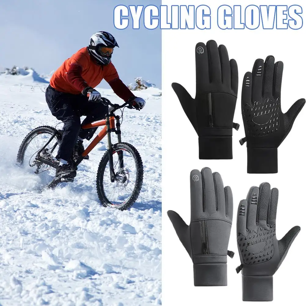 Winter Warm Cycling Gloves Skiing Windproof Gloves Cold Fishing Running Driving Riding Waterproof Outdoor Model Snowm H9y7