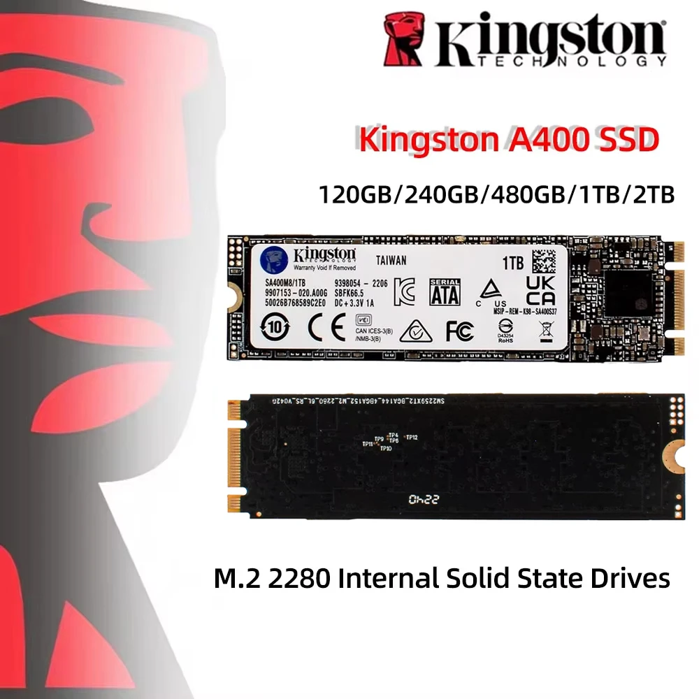 

Kingston SSD A400 120GB 240GB 480GB 1TB 2TB M.2 2280 Internal Solid State Hard Drive High Performance for Desktop Laptop