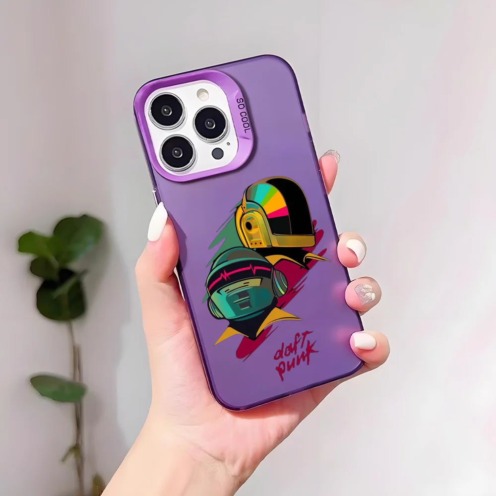 

Rock Music D-Daft P-Punk Helmet Phone Case For IPhone 17 16 15 14 13 12 11 Pro Max Plus Mini IMD Color Silver Shell