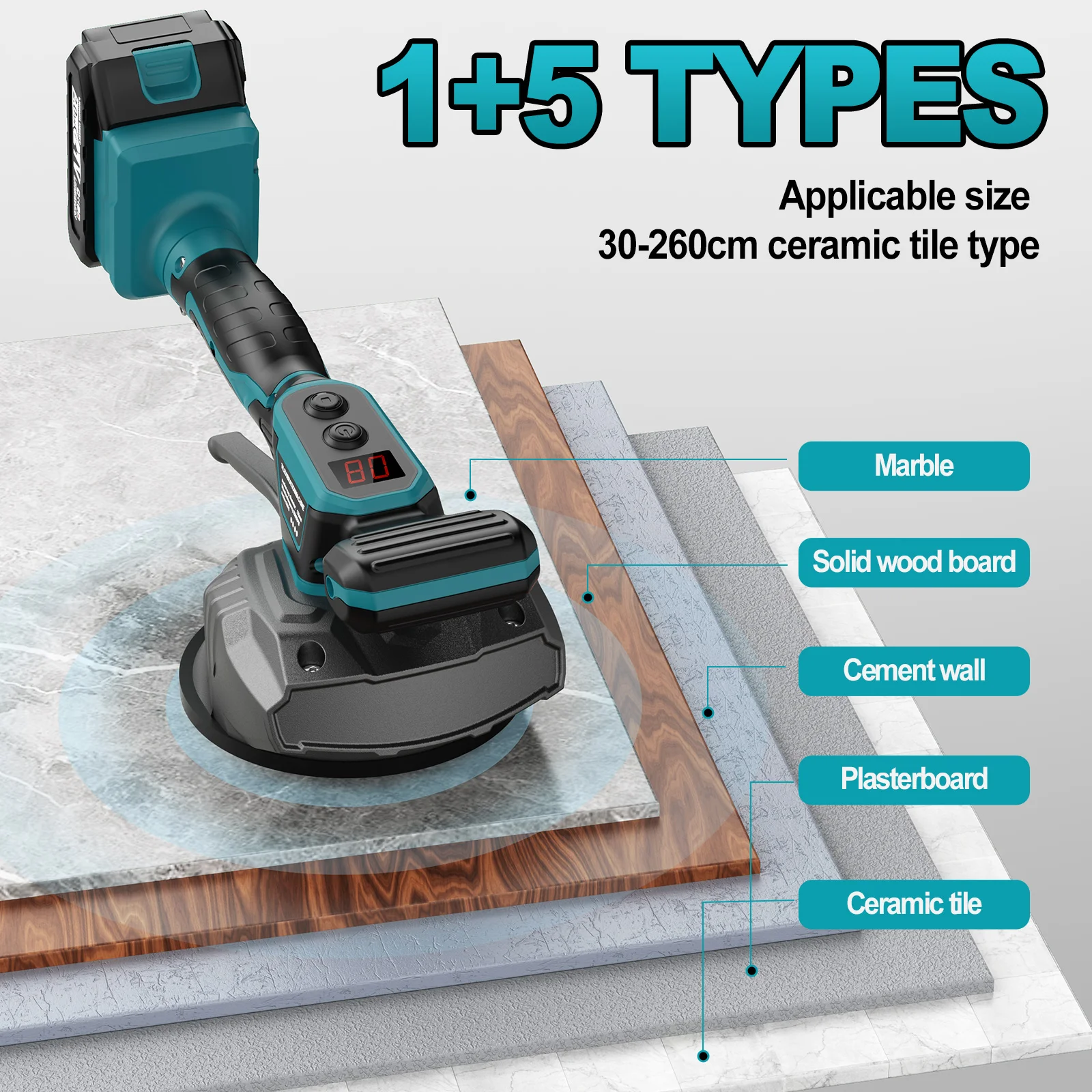 8-ступенчатая аккумуляторная машина для укладки плитки, вибрационная плитка, установка выравнивающей машины, электроинструмент для батареи Makita 18 В