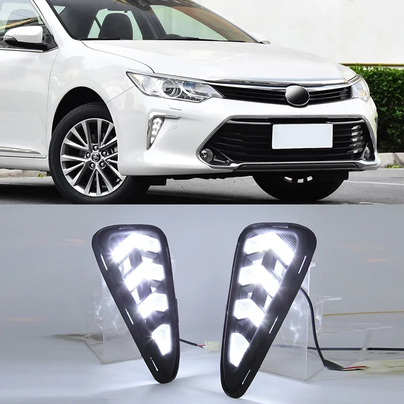 

Daytime Running Lights For Toyota Camry MK7 XV50 2015 2016 2017 12V Car Drl Turn Signal Auto Led Fog Lamp Headlight