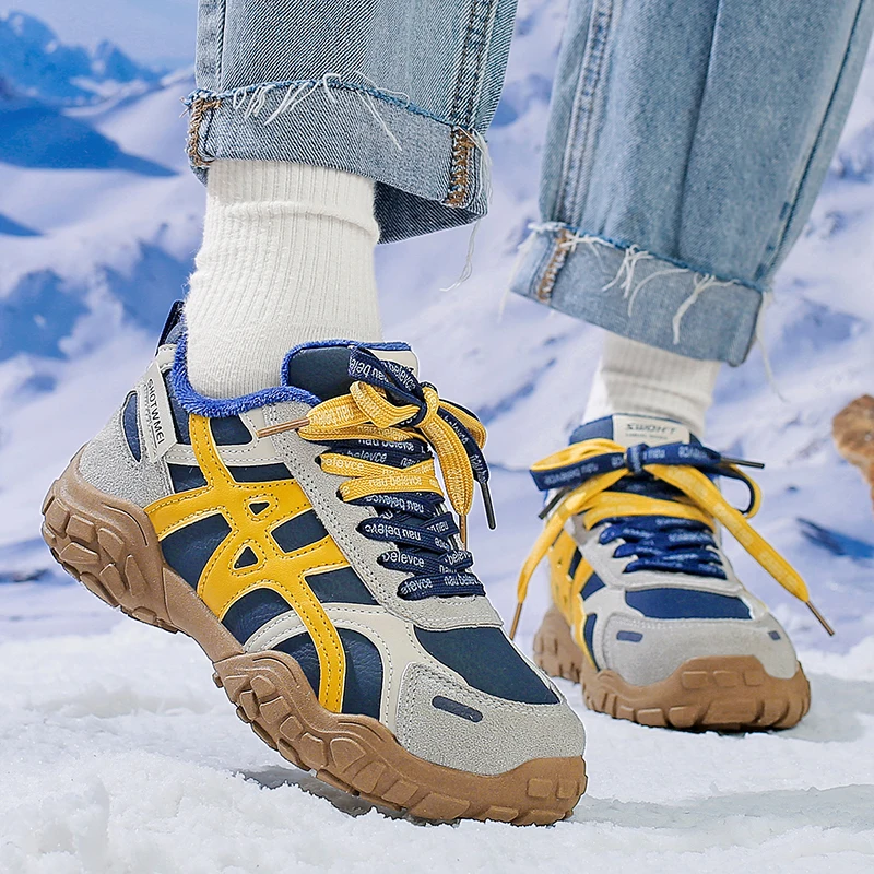 

Зимние плюшевые женские уличные кроссовки, нескользящая удобная походная обувь, женская прогулочная дорожная обувь на платформе, женская треккинговая обувь