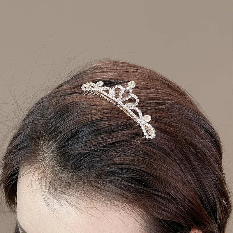 Rhinestones Crystal Hairclips Fashion Hair Combs Metal Glitter Shiny Hairpins for Women Hair Styling Accessories Bun Headdress