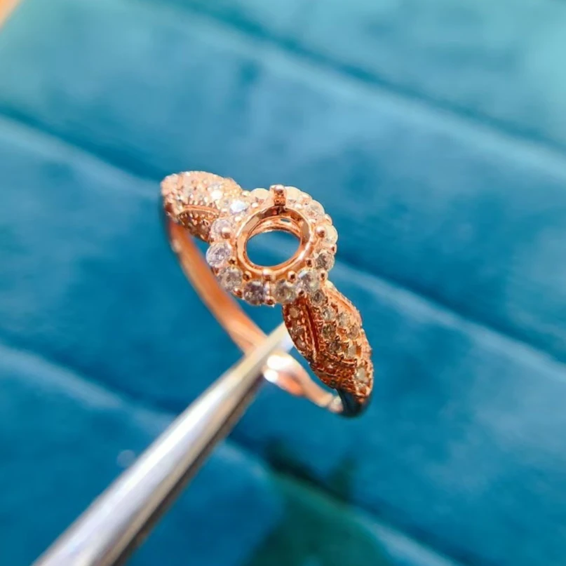 Adorable 925 Silver Ring Setting for Jewelry DIY 4mm*5mm Oval Gemstone Semi Mount Ring Setting with 18K Gold Plating