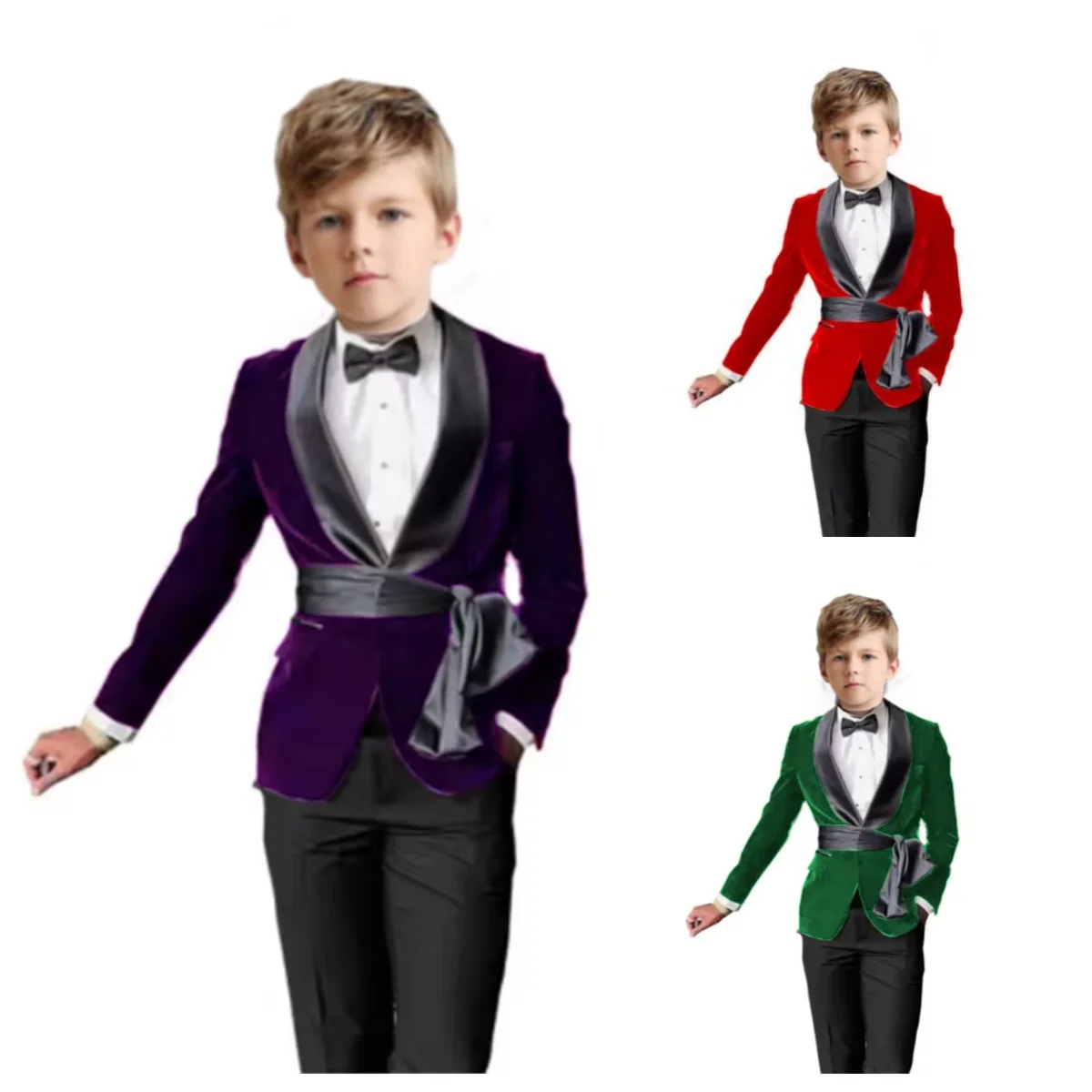 

Boy's multicolor wedding suit birthday party boys' suit host piano performance dinner show performance ceremony outfit set