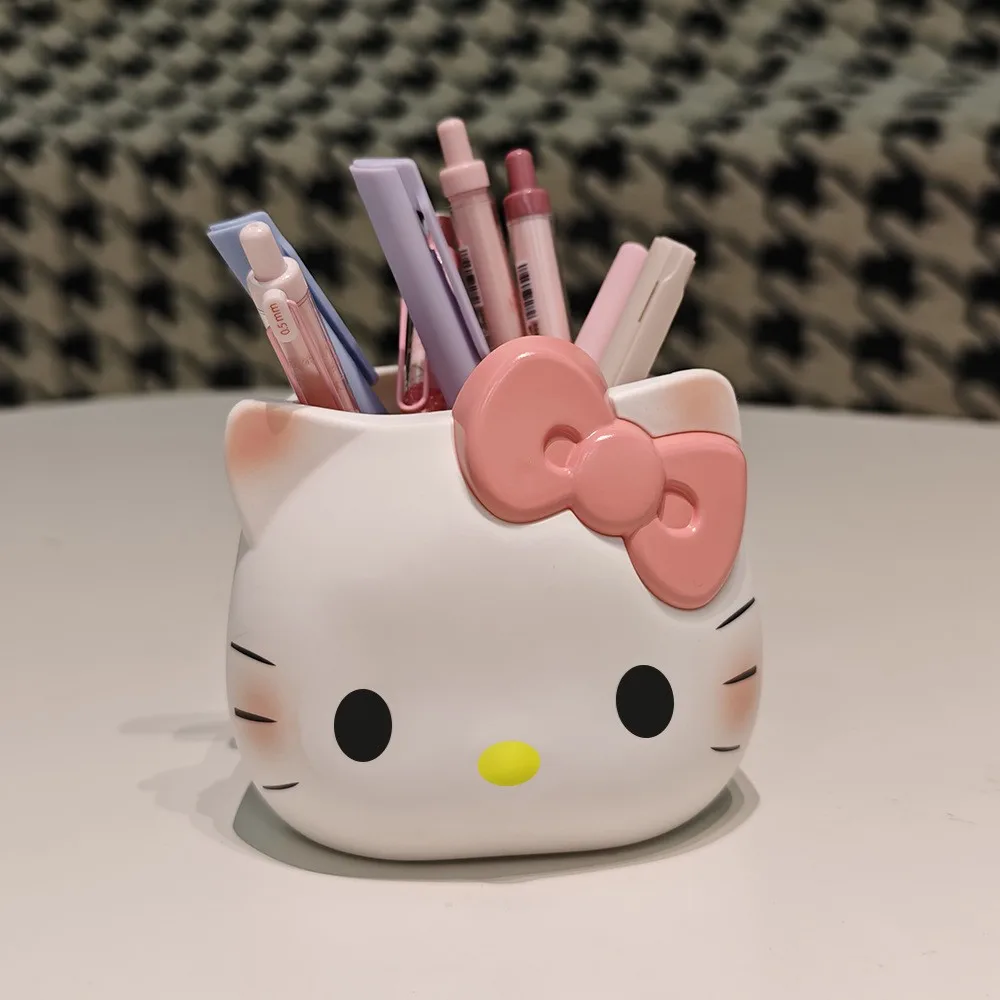 Anime Sanrios Hello Kitty Creative Office Desktop Organizer Kt Cat Cute Multi-Functional Pen Holder Y2K Cosmetic Storage Box image 5