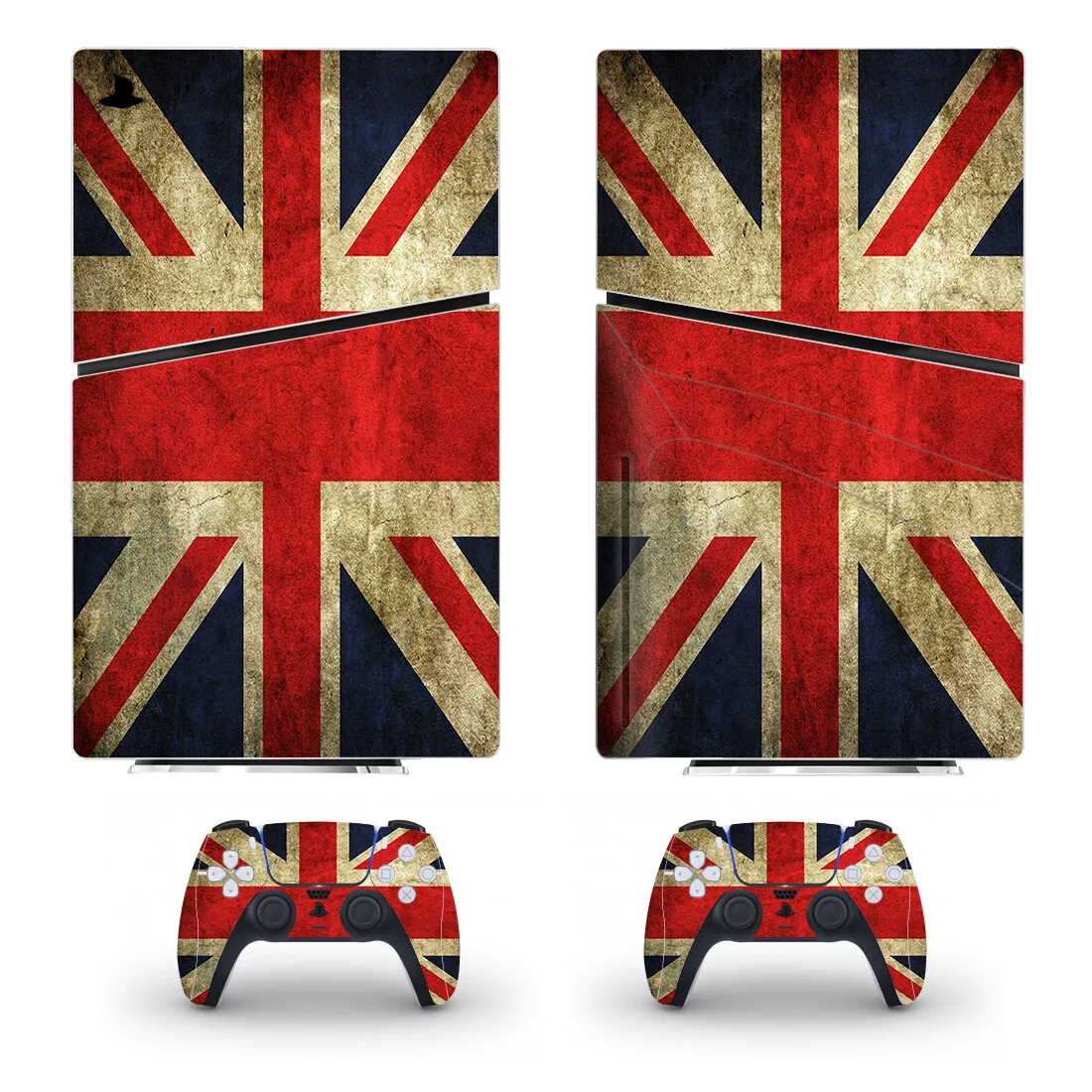 UK National Flat PS5 тонкий; Для диска Наклейка Обложка для консоли и 2 контроллера Новый PS5 Slim Disk Skin Vinyl