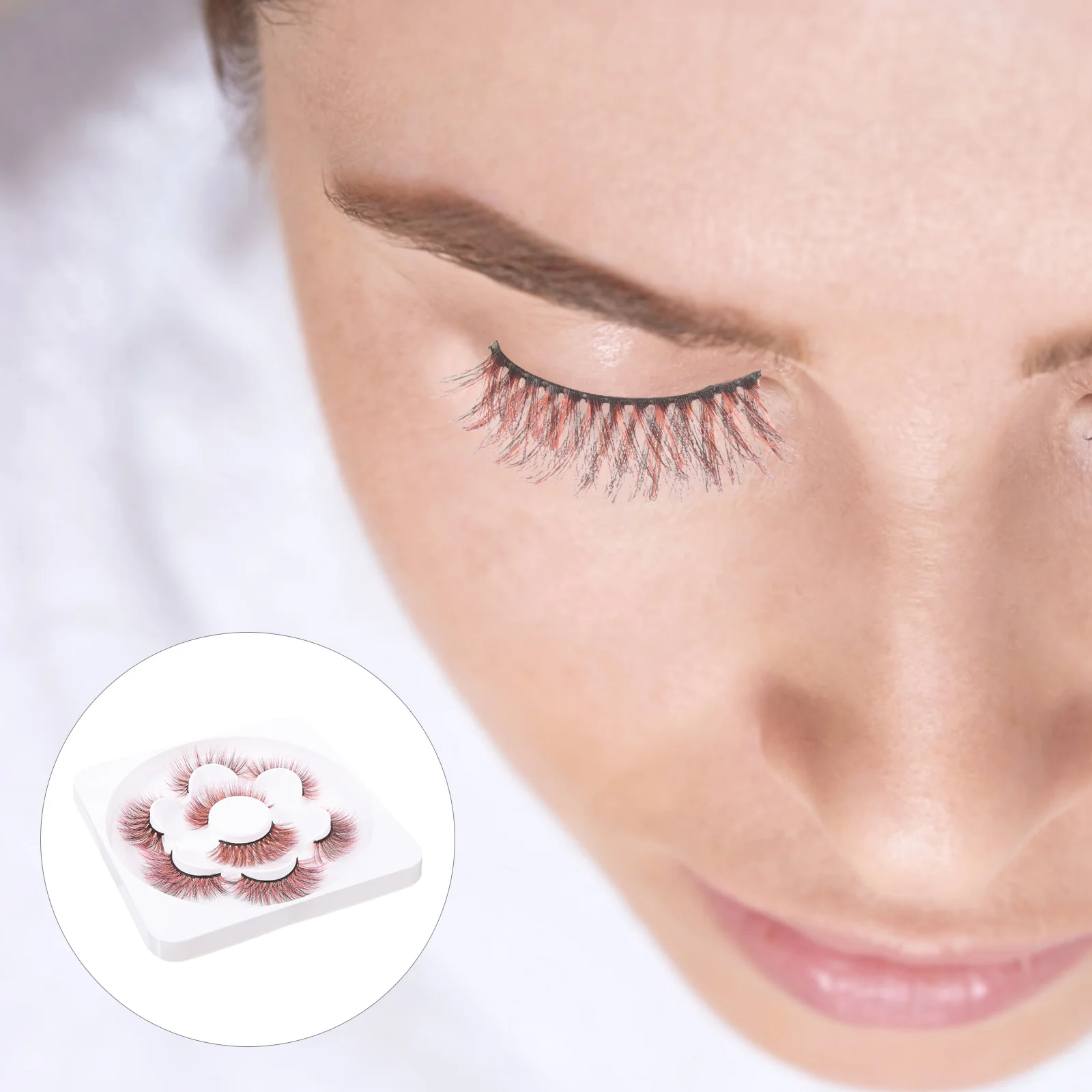 

4Pairs False Eyelashes Colored Fake 3D Lashes Natural Wispy Makeup Fake Eyelashes for Women Party Wedding Daily Use