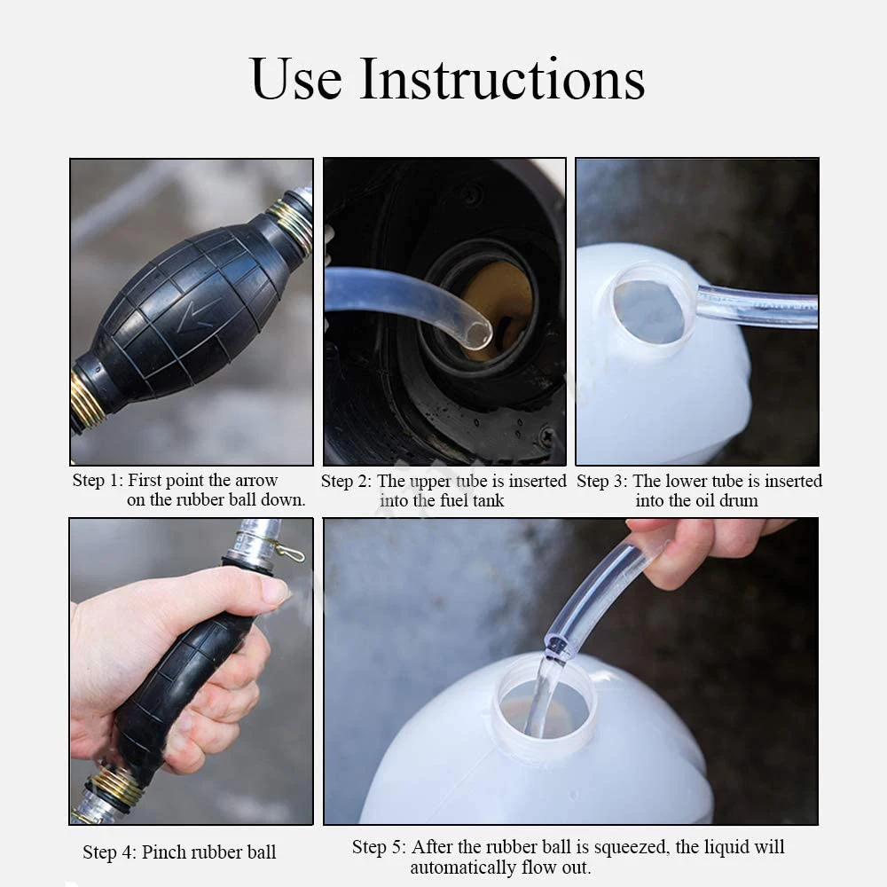 6/8/10/12mm Manual Fuel Pump High Flow Car Motorcycle Hand Siphon Water Fish Tank Oil Gasoline Petrol Diesel Liquid TransferTool