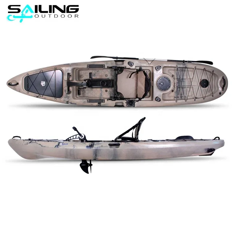 Sailing outdoor 13ft water boat con pedales sit on top fishing kayak with pedals drive motor system China factory wholesale