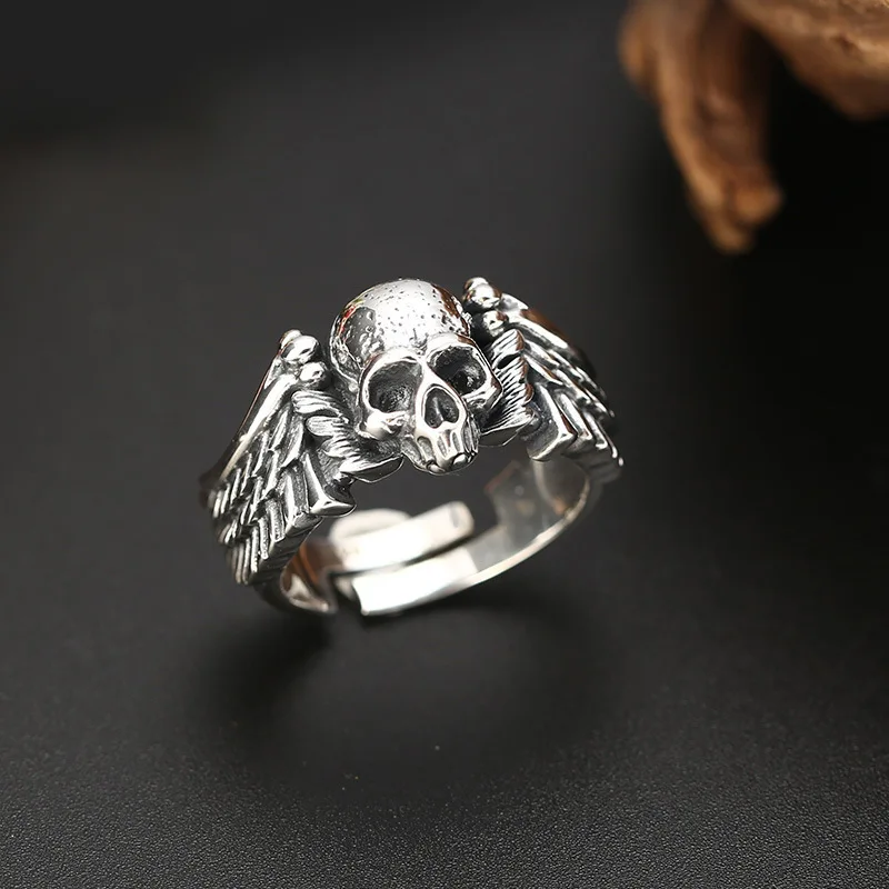 Vintage Thai Silver Ring Adjustable Open Band Retro Heavy Craft Couple Jewelry Gift