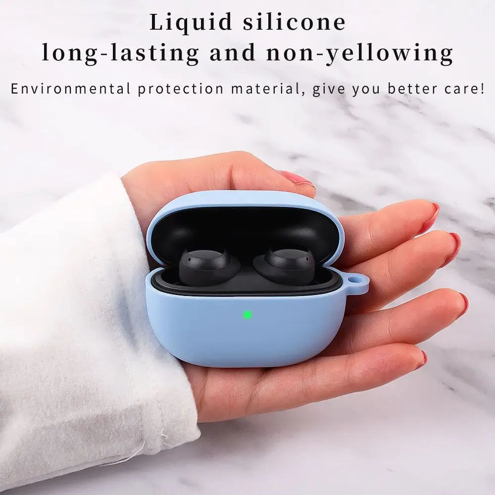 Candy Color Anti Lost Accessories Liquid Silicone Cover Soft Shell Bluetooth Earphone Protective Case For Redmi Buds 3 Lite