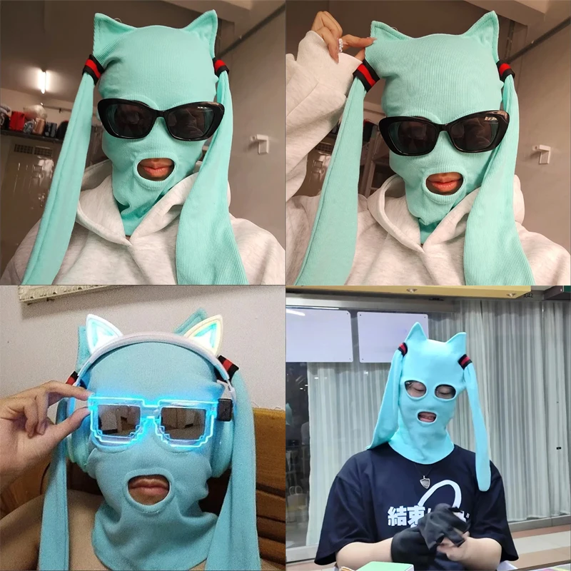 かわいい初音ミク目出し帽ドーパミンコスプレフルフェイスマスククリエイティブ漫画面白いヘッドギアアニメアクセサリー完璧なプレゼント