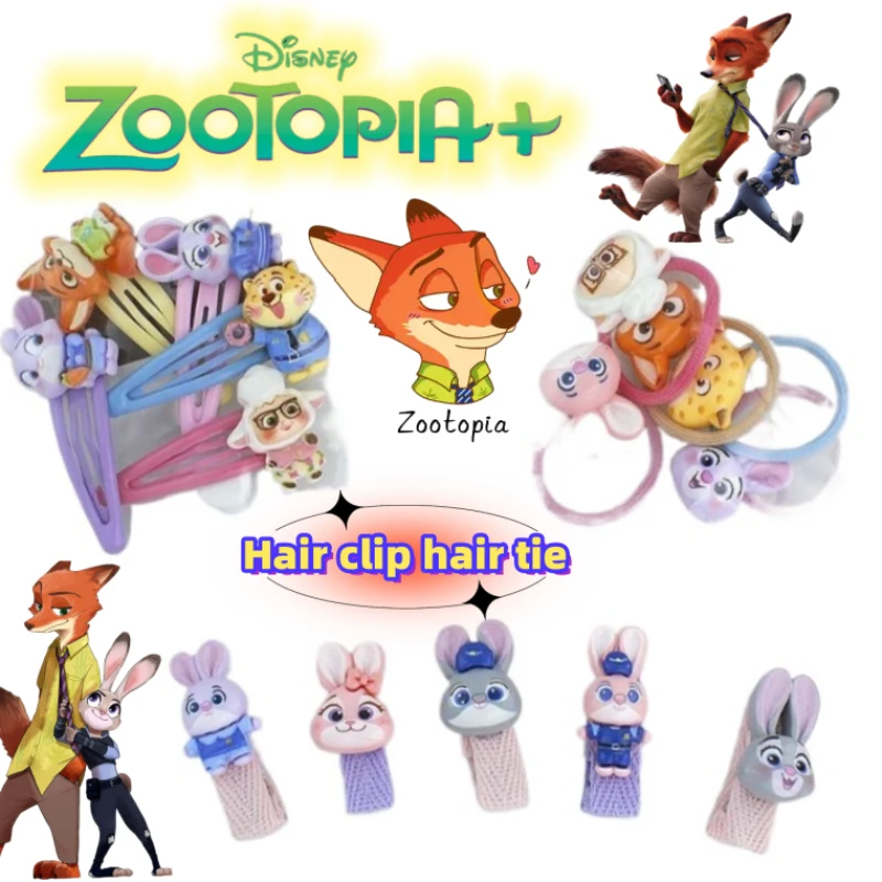 

Disney Zootopia Judy Hopps Nick Wilde, милая заколка для волос с героями мультфильмов для девочек, удобная антипрямая веревка для волос, головные уборы, праздничные подарки