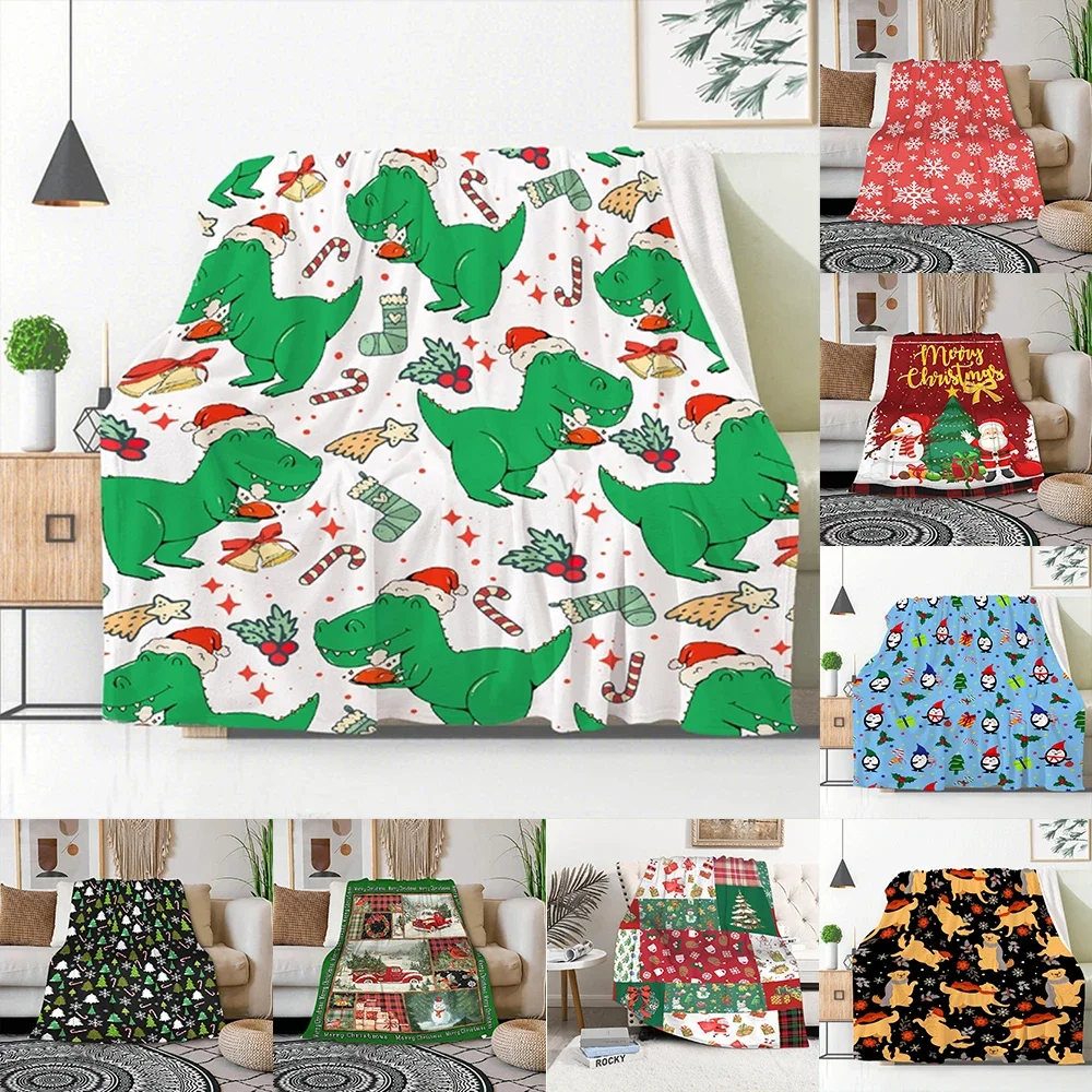 

Christmas Dinosaur Magic Cozy Flannel Blanket for Festive Holidays New Year Home Decoration Gift
