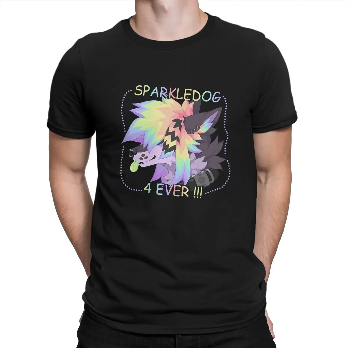 

Мужская футболка Sparkledog 4 Ever, пушистые топы с круглым вырезом, тканевая футболка, юмор, высокое качество, подарки на день рождения