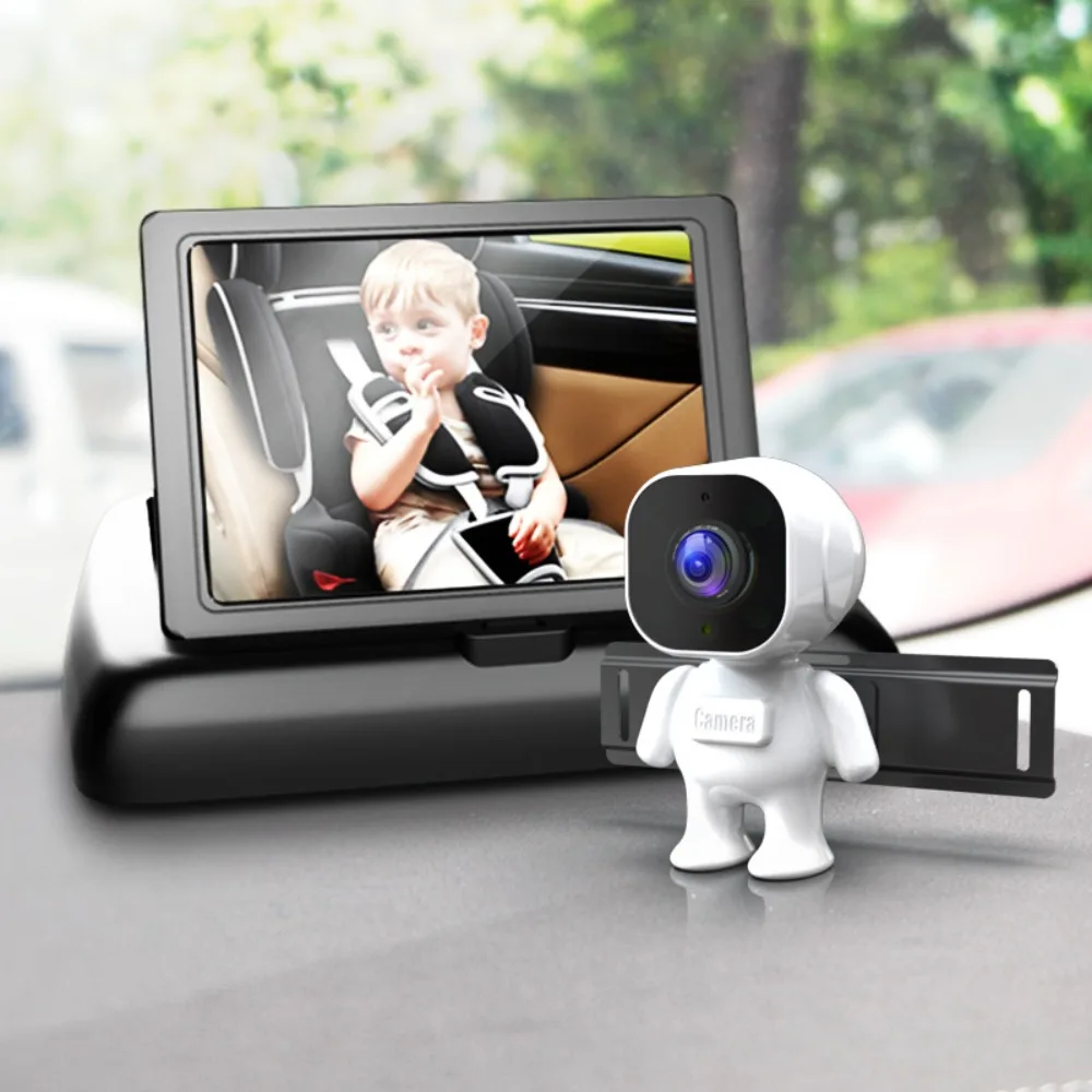 4.3 Inch Screen Baby Car Mirror Night Vision Suction Cup Mount Baby Car Monitor Infrared Camera Folding Display Car Seat Mirror