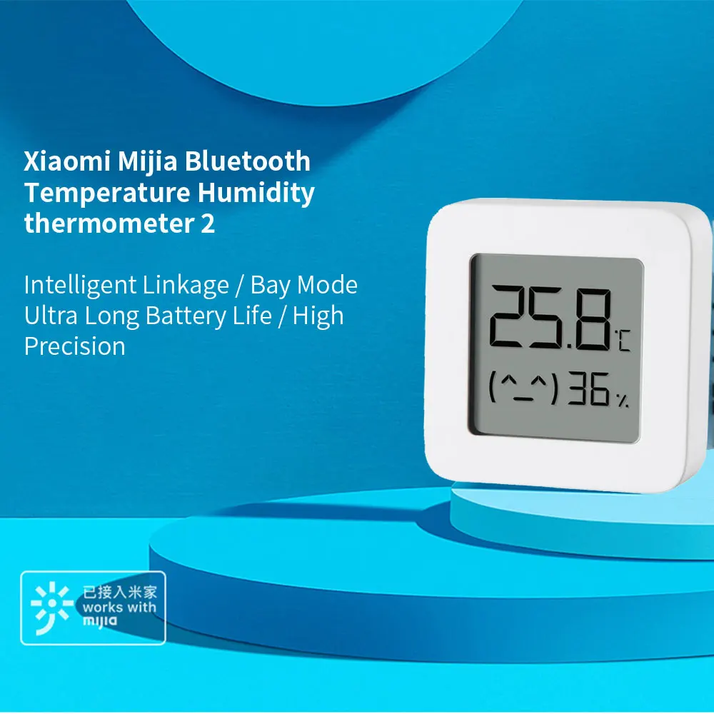 Xiaomi Mijia-termómetro Digital con Sensor de humedad y temperatura, higrómetro con Bluetooth, funciona con MiHome Smart Home y batería