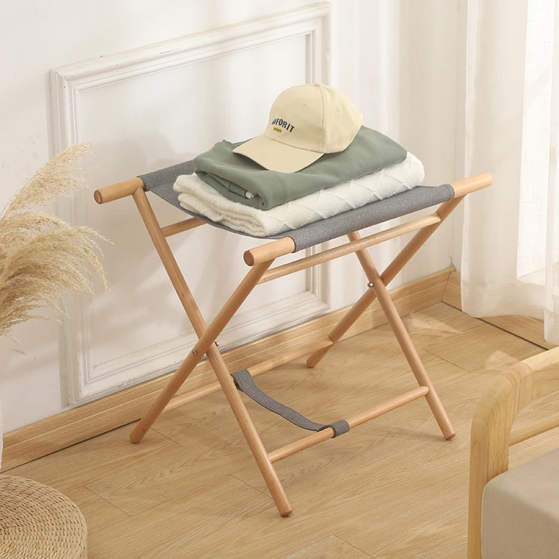 فندق رف أمتعة خشب متين المنزل ضيف تخزين الرف عنبر طبقة مزدوجة للطي تخزين الرف Bagageiro الأثاث التجاري #2