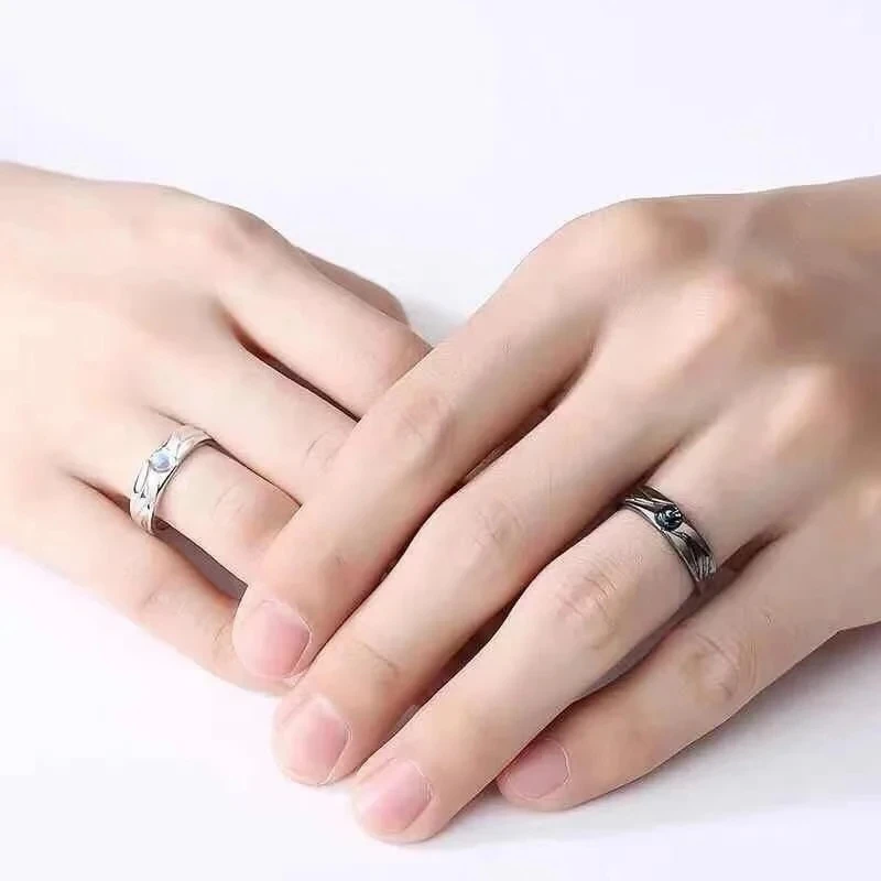 Demons and Angels Matching Couple  Adjustable Rings Friendship Lover Open Minimalist Engagement Wedding Ring Jewelry Gifts