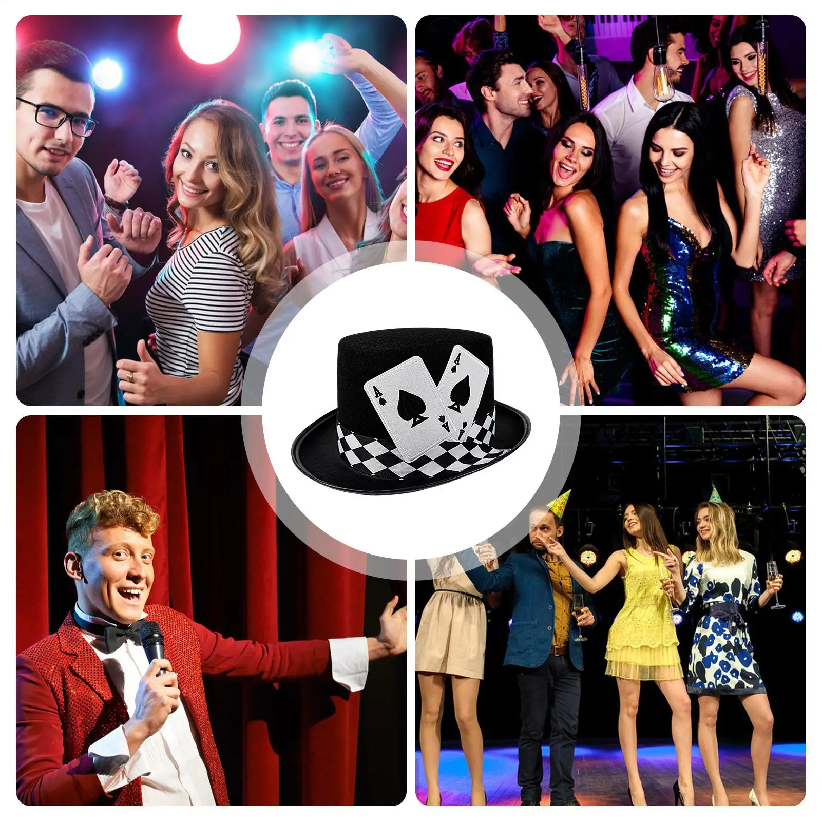 

Костюмный фетровый цилиндр с узором игральных карт для фокусников, аксессуар для костюма волшебника, новинка для любителей-исполнителей и учителей