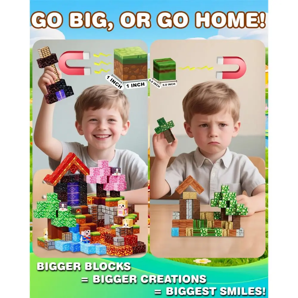 220-Piece 1-Inch Magnetic Building Blocks Set for Kids, Strong Magnets, STEM Toys, Ideal for Ages 3-12
