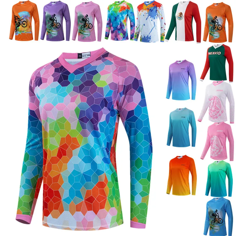 

Adult Motocross Jersey Women's Dirt Bike Jersey Ladies DH Off Roading mtb Shirt Female MX BMX Jersey Long Sleeve Cycling Tops