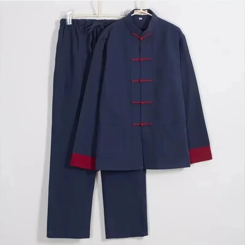 

Traditional Chinese Style Men Cotton Linen Tops Pants Hanfu Tang Suit Kung Fu Tai Chi Uniform Oriental Fashion Clothing Sets