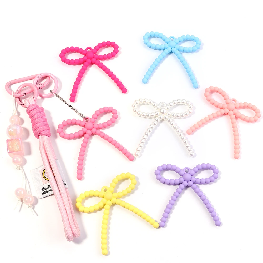2Pcs Acrylic Bow Bead Charms for DIY Jewelry Making