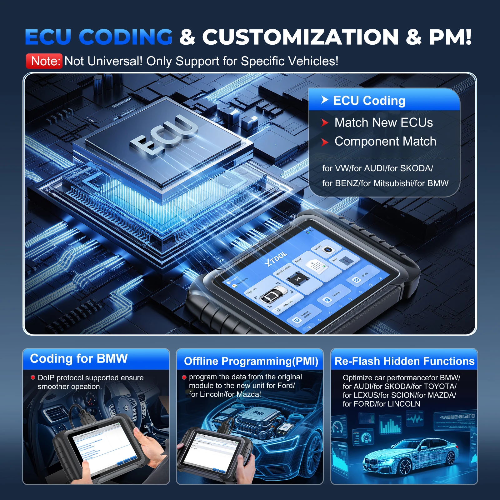 Afbeelding 7: 2026 XTOOL D8S OBD2 Scanner AI-geassisteerd diagnosetool met topologische mapping, bidirectionele scanner, volledige systeemdiagnose, 42+ resets, actieve test, sleutelprogrammering, ECU-codering, PMI voor Ford CANFD DoIP, 3 jaar gratis update