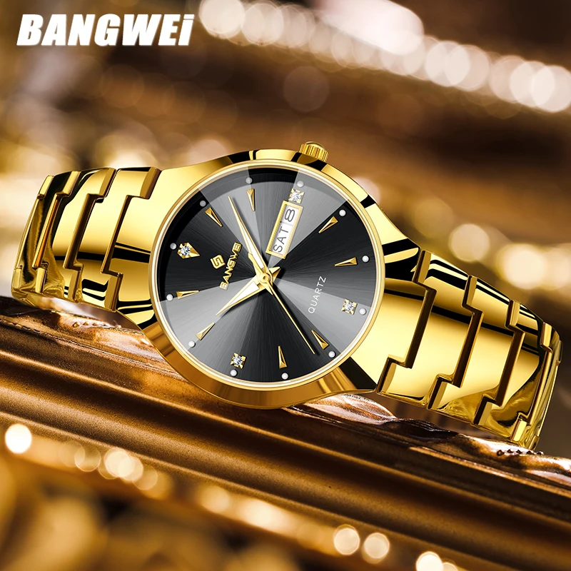 

BANGWEI 2026, роскошные часы, женские модные элегантные кварцевые наручные часы, женские водонепроницаемые светящиеся стальные мужские часы Reloj Mujer
