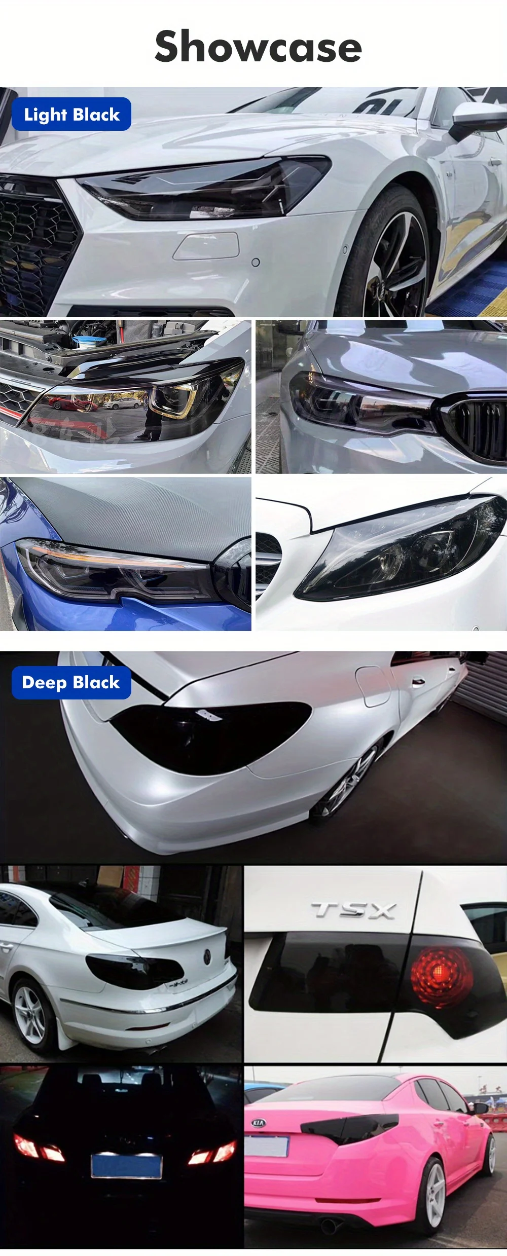 Auto-Scheinwerfer-Tönungsfolie, Nebelscheinwerfer-Rücklicht-Wasserdichte Aufkleber, Auto-Nebelscheinwerfer Rauchschwarze Rücklicht-Aufkleberfolie, Panzerfolie für Autos – Detail 10