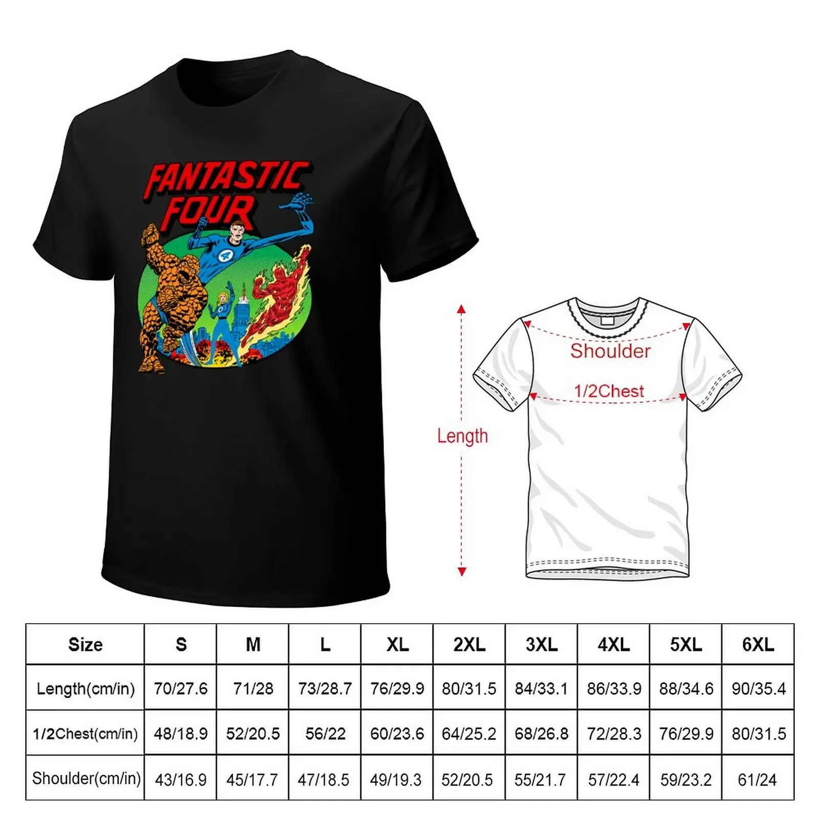 Retro Fantastic 4 T-Shirt vintage oversized cute tops summer clothes fruit of the loom mens t shirts