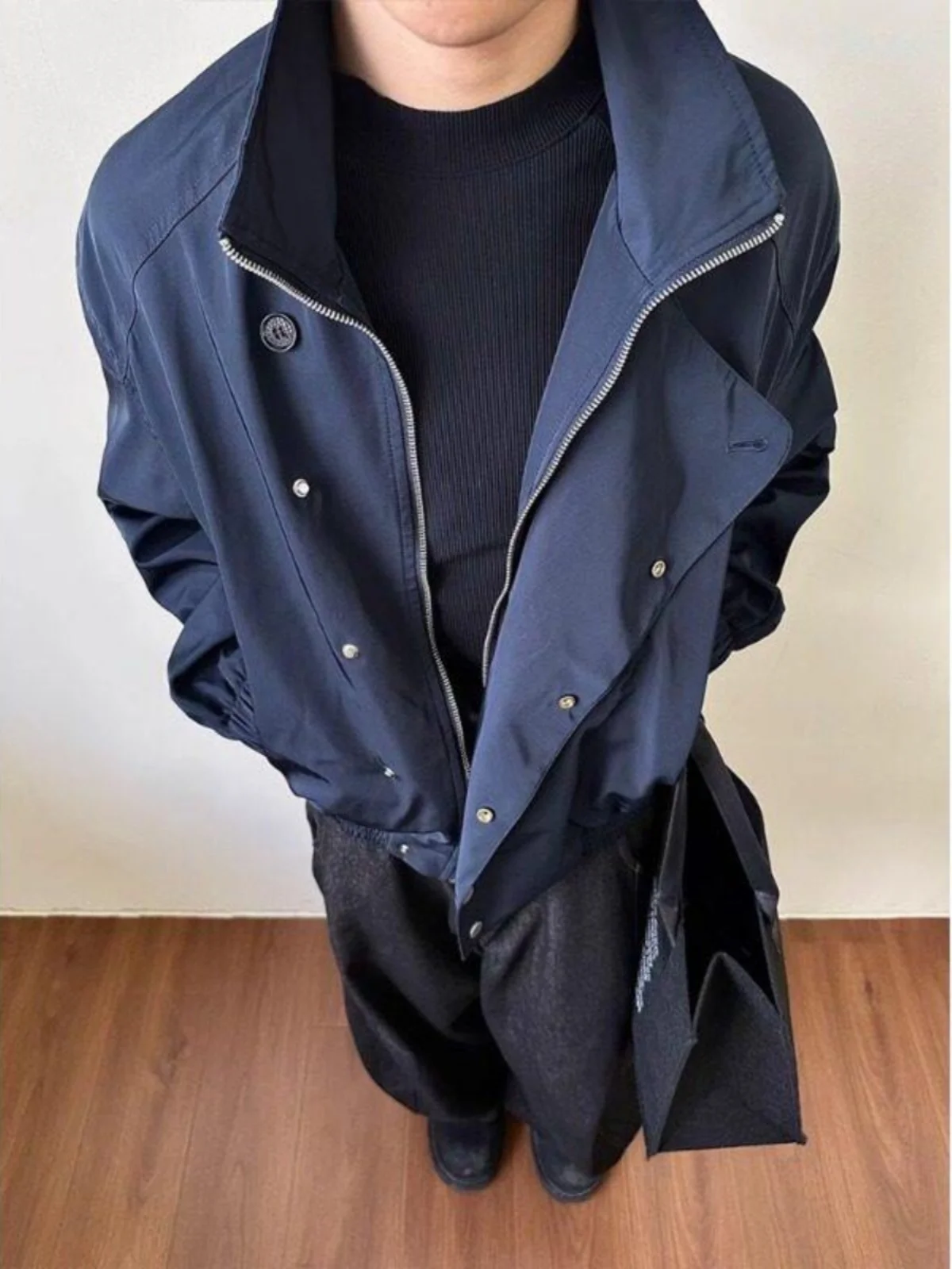 

Мужское хлопковое пальто-тренч XXS из денима, новое, средней длины, в стиле киберпанк Y2K, светоотражающее, для ночного клуба, летнее, легкое, дышащее, серебристое, спортивное