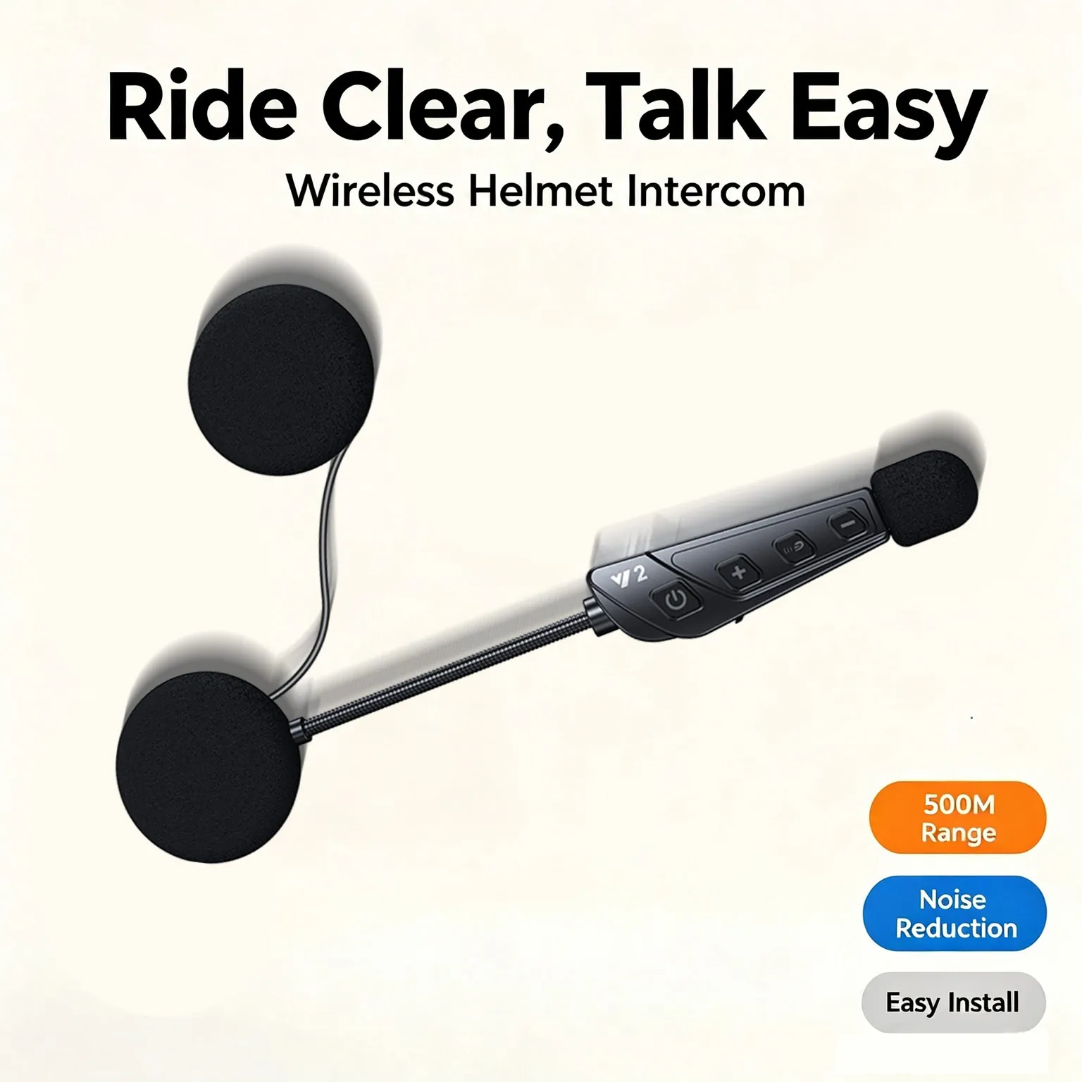 Y2 Motorcycle Riding Helmet Headset Wireless Bluetooth 500m Intercom Smart Noise Reduction Hands-Free Calling