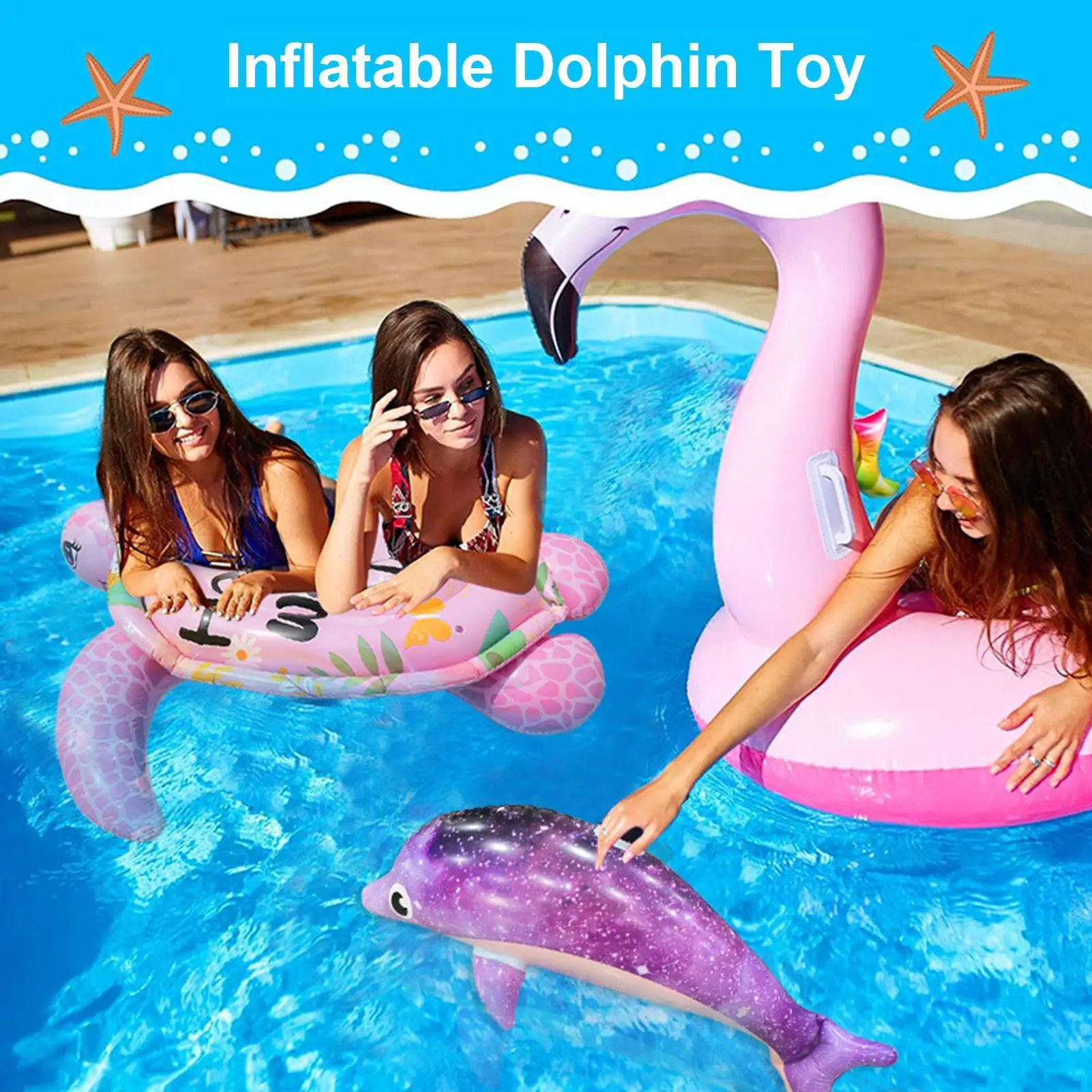 1pc Gonfiabile Delfino Giocattolo Galleggiante A Tema Oceano Compleanno Piscina Decorazione Del Partito Addensato Piscina Da Spiaggia Giocattoli Gonfiabili