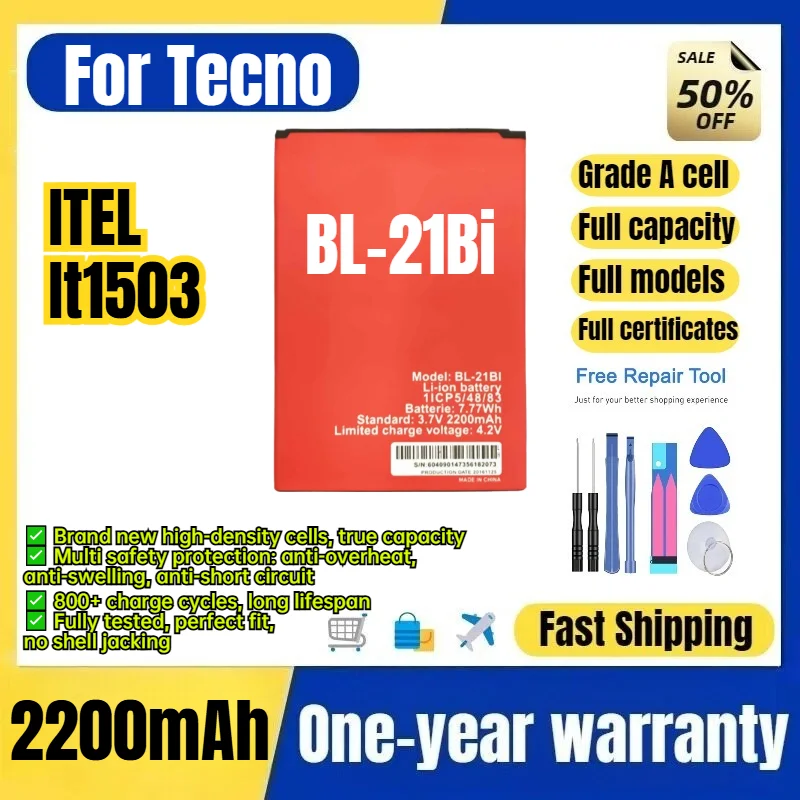 BL-21Bi for Tecno ITEL It1503 Phone Battery 0 Cycle High Quality Capacity Battery Replacement Bateria Grade A Cell with Tools