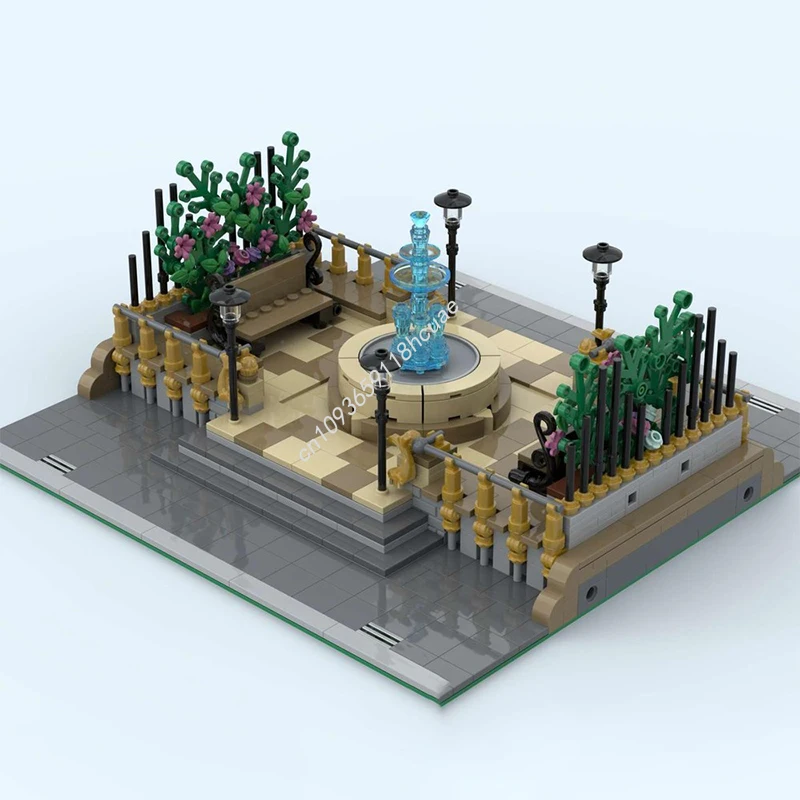 

1034pcs MOC Modular Fountain square Modular Buildings Building Blocks Christmas Kids asy-to-Start Beginner Friendly Kit Gift