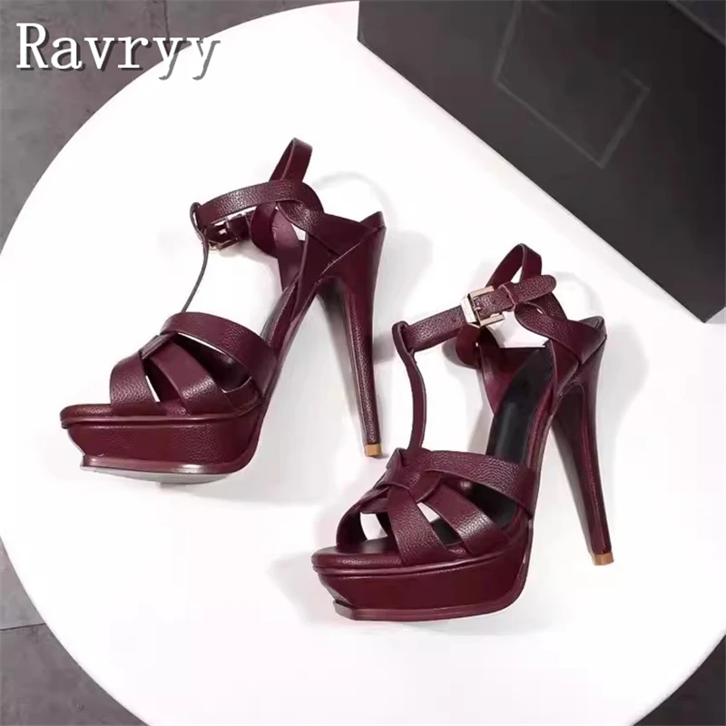 Designer Platform Super High Heels Sandals Women Summer New Open Toe Buckle Ankle Strap Stiletto Wedding Party Shoes
