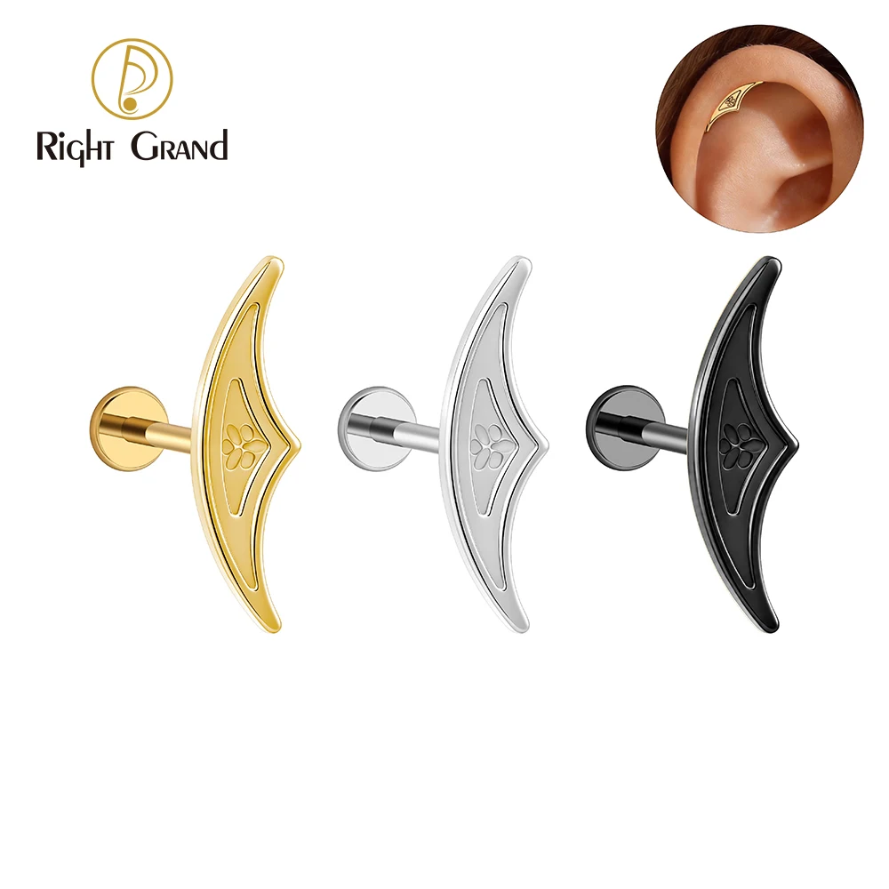 Right Grand Joia de Piercing em Titânio ASTM F136 – Brinco para Helix Oculta (Hidden Helix) – Estilo Gótico/Punk – Para Cartilagem – Ideal para Halloween