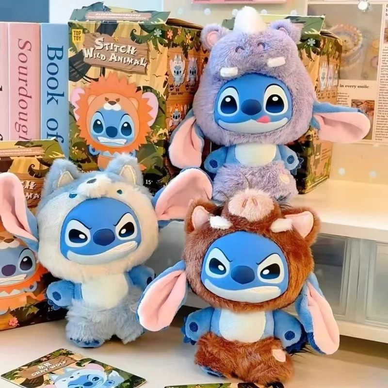 Nowy Produkt Disney Stitch Seria Dzikie Zwierzęta Figurka Winylowa Pluszowa Ozdoba na Biurko Zawieszka do Plecaka Prezent Urodzinowy dla Dzieci