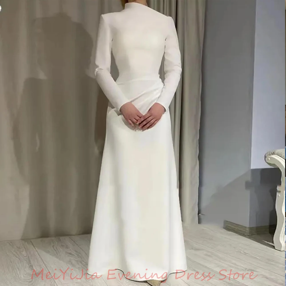 Meiyijia فستانسهرة High-Neck Straight Beaded Long-Sleeves Ankle-Length Arabia Sexy Evening Birthday Club Outfits Summer2024