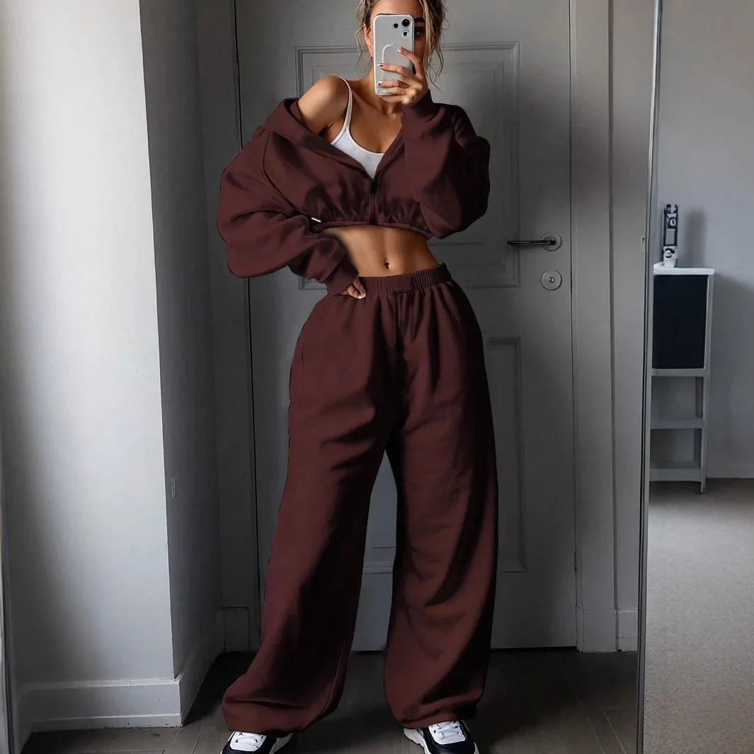 2025 Autumn and Winter New Women's Fashion Long Sleeve Sports Casual Sweatshirt Set Two-piece