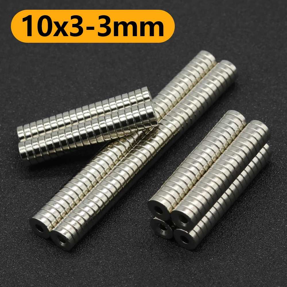 5~1000Pcs 10x3-3mm N35 NdFeB Round hole Magnet Super Powerful Neodymium Magnets  Strong Permanent Magnetic imanes Disc 10x3hole3