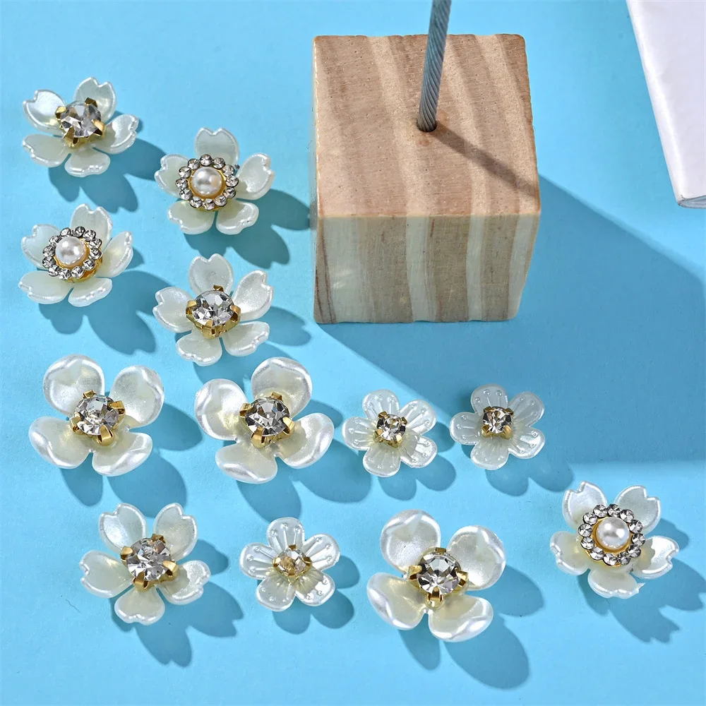 40pcs Imitation Pearl Flower-shaped Rhinestone Buttons for Jewelry Making Decorative Hat Clothes DIY Craft Sewing Accessories image 5