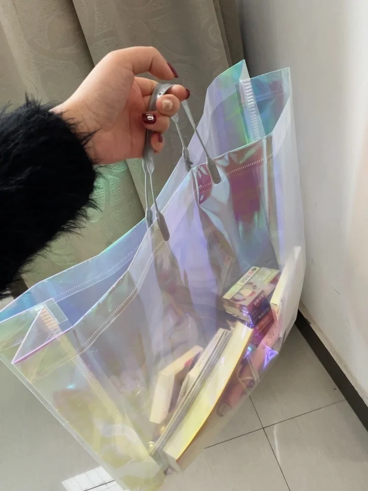 Laser Hologram Holographic Bag Easy Carry Sympony Shopping Big Volume Bag Gift Package Store Promotion